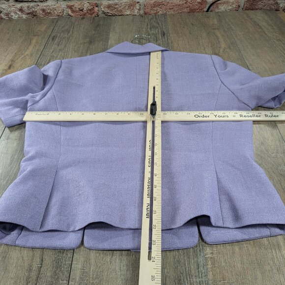 Le Suit Blazer Skirt Set Womens 8 Purple Short Sleeve Button Up Preppy Office - Picture 8 of 13